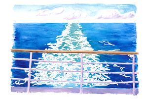 Cruise Dreams van achteruit met uitzicht op de eindeloze zee van Markus Bleichner