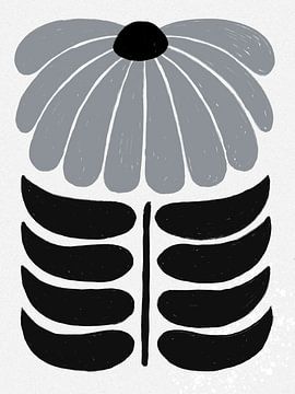 Zonnebloem in grijstinten in retro look van The Art Kroep