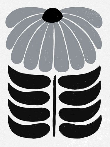 Zonnebloem in grijstinten in retro look