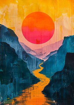 Moon Landscape Nature Mountains Expressionism No 2 by Niklas Maximilian