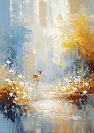 Deer Poster Forest Abstract Oil Painting by Niklas Maximilian