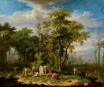 Arcadisch landschap met een offerfeest, Jan van Huysum