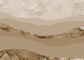 Zen art. Abstract landscape in Japandi style in beige. by Dina Dankers