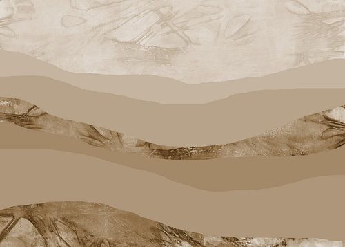 Zen kunst. Abstract landschap in Japanse stijl in beige.