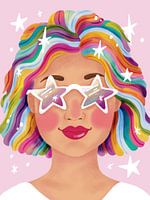 Colourful portrait woman rainbow colours