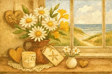 Danemark - Fenêtre d'été avec vue sur la mer