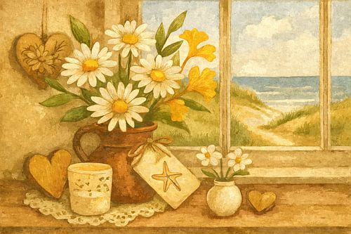 Denmark - Summer window with a view of the sea