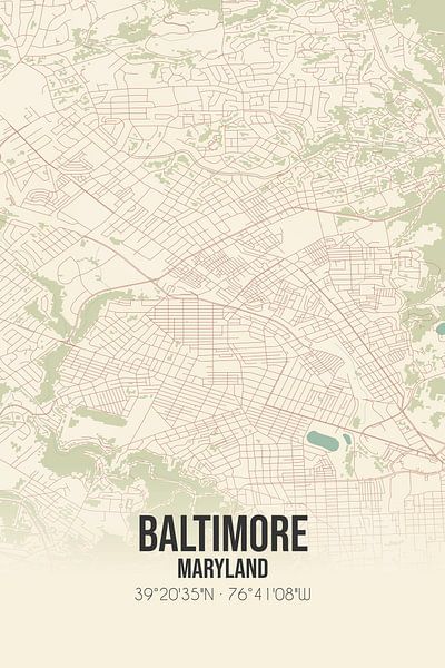 Carte ancienne de Baltimore (Maryland), Etats-Unis. par Affiches de lieux