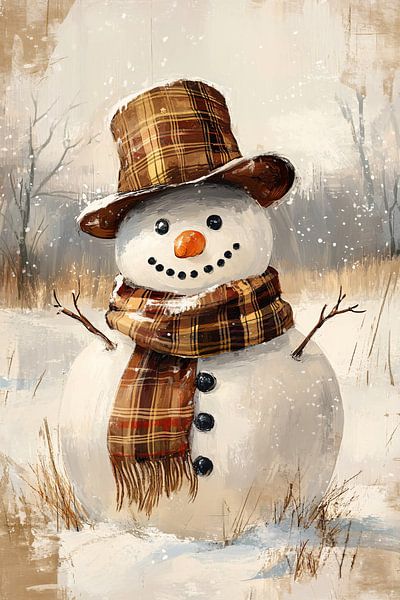 Winter snowman in oil paint by Imperial Art House