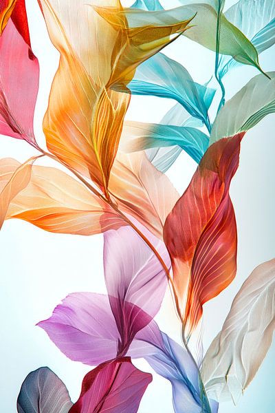 Kleurrijke bladeren in zachte kleuren van Poster Art Shop