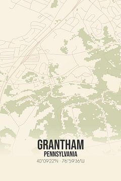 Vintage landkaart van Grantham (Pennsylvania), USA. van MijnStadsPoster