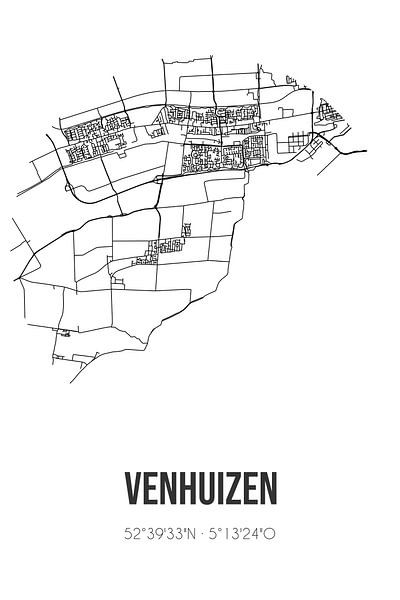 Venhuizen (Noord-Holland) | Map | Black and white by Prints of Place
