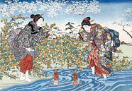 Japanse meisjes bij de rivier Ide Tama, Utagawa Kuniyoshi van Meesterlijcke Meesters thumbnail