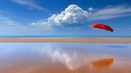 Parasol op het strand van Koffie Zwart
