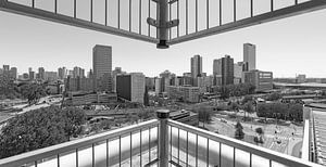 Skyline of Rotterdam in black & white.