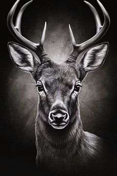 Hyperrealistic Portrait of a Majestic Deer by De Muurdecoratie