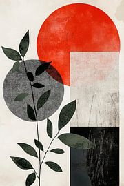 Geometrische plantensamenstelling in kleuren van Poster Art Shop