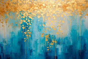 Blue Silence – Minimalist Abstraction with Golden Details