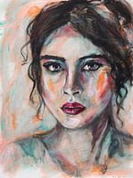 Abstract intuitive portrait woman with black hair