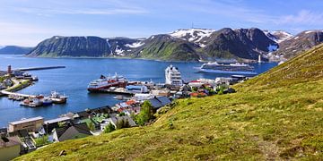 Cruiseschepen in Honningsvag II van Gisela Scheffbuch