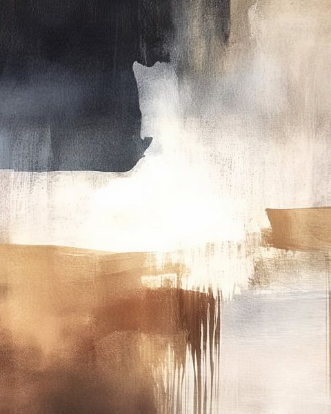 Modern abstract in white, gold, black and blue by Studio Allee