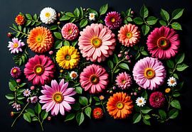 Bloemstuk van gerbera’s, dahlia’s en chrysanten van Markus Gann