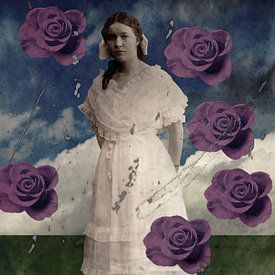 Vintage Schönheit und lila Rosen von Yvonne Zeldenthuis