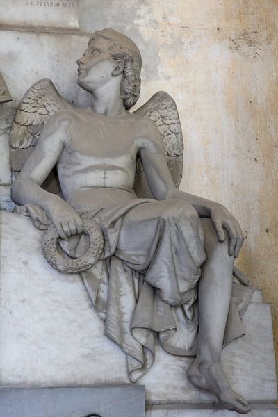 Seated angel with wreath by Joost Adriaanse