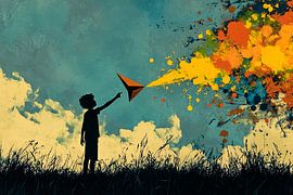 Child with paper aeroplane by Imperial Art House