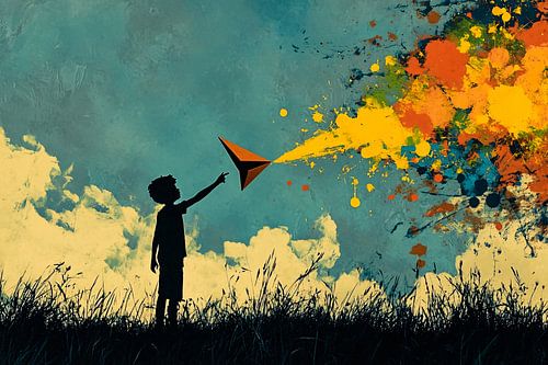 Kind met papieren vliegtuigje