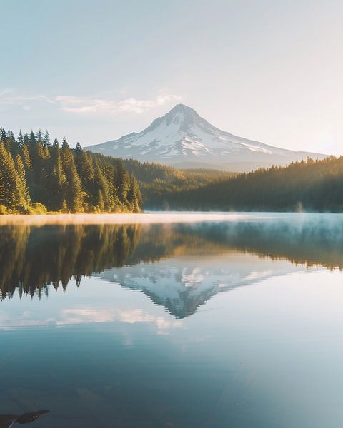 Bergreflectie in het water van het meer van fernlichtsicht