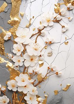 Fleur abstraite décor or