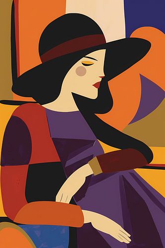 Portret van vrouw in geometrische stijl