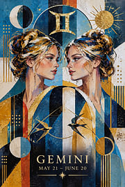 Gemini-Astrologie-Gemälde – Zwei Seiten einer Seele