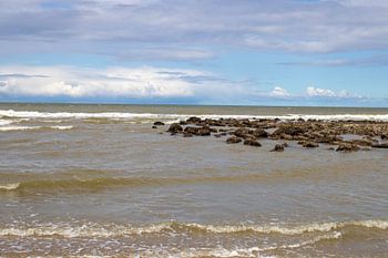 Les vagues de la mer et le ciel bleu