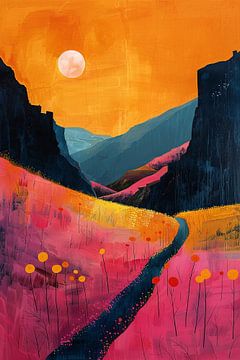 Moon Landscape Nature Mountains Expressionism No 9 by Niklas Maximilian