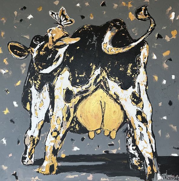 Golden Grace: Cow and Butterfly by corrie leushuis