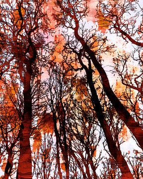 Expressionistische Herbstwald Landschaft von Mad Dog Art