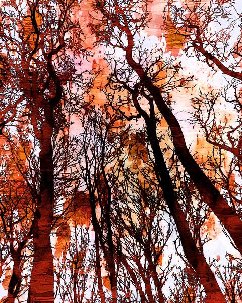 Expressionist Autumn Forest Landscape by Mad Dog Art