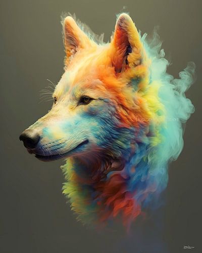 wolf in multicolor