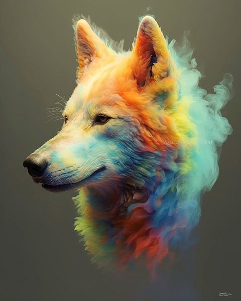 wolf in multicolour by Gelissen Artworks