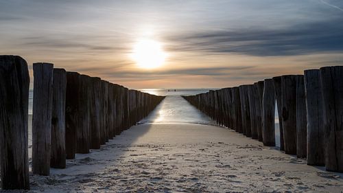 Sunset on the coast of Zoutelande Zeeland