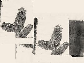 Calm botanical art — fir tree shapes black & white