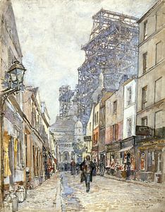 Frederic Houbron - La rue du Chevalier-de-la-Barre, avec le Sacré-Cœur en construction (1899)