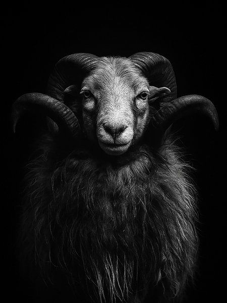 The Guardian - Portrait du Bélier en noir et blanc par Simone Photography