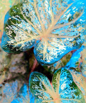Helderblauw plantenblad van Mad Dog Art