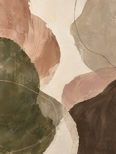 Earth-toned Shapes in Olive Green, Taupe and Dusty Pink