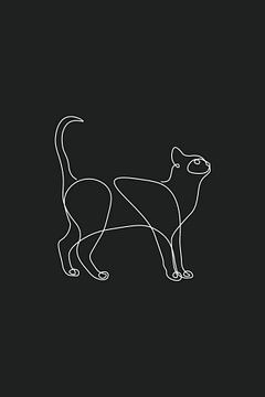 Cat Line Art van Walljar