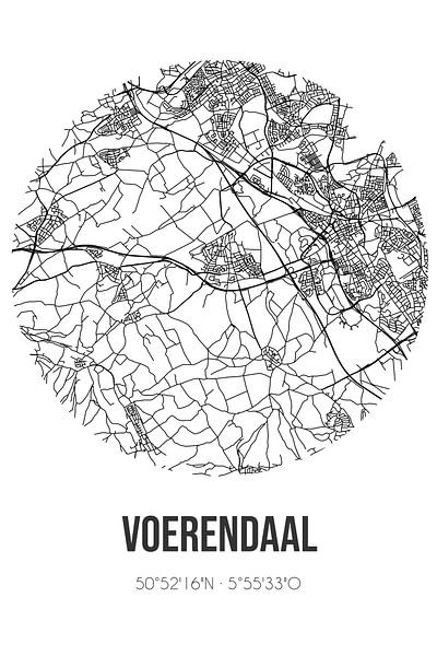 Voerendaal (Limburg) | Map | Black and white by Prints of Place