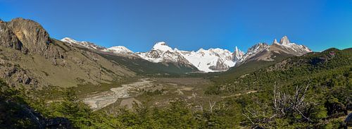 Patagonia Mountain panorama with Cerro Torre and Fitz Roy